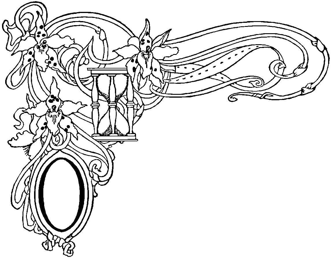 Coloring Mirror, hourglass. Category coloring antistress. Tags:  antisress, patterns, mirror, clock.