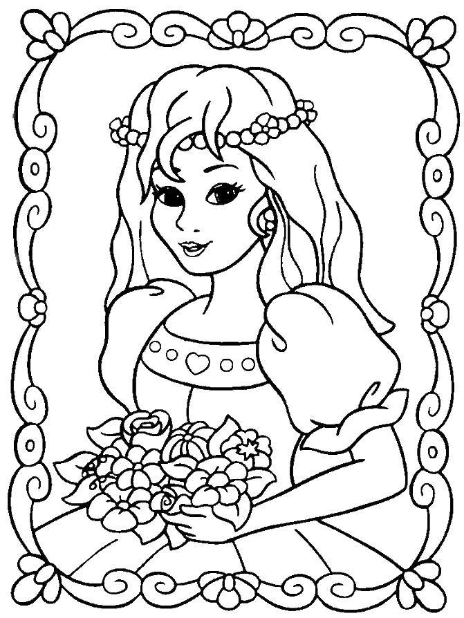 Coloring Princess in the frame. Category Princess. Tags:  Princess, frame.