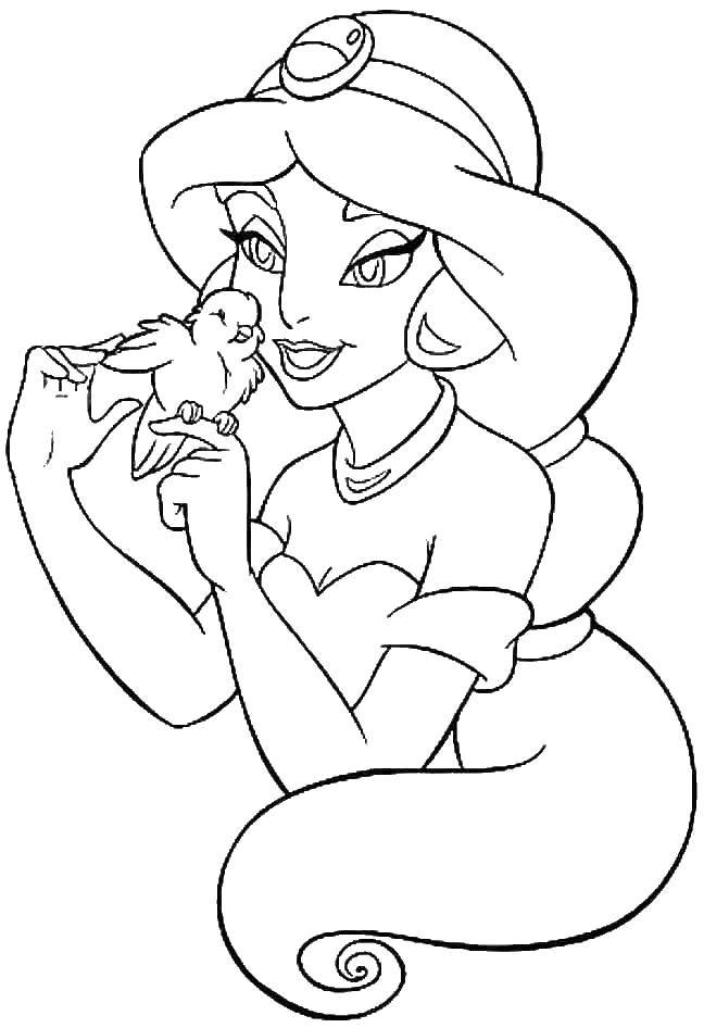 Coloring Shakherizada with a chick. Category Princess. Tags:  Princess, Shakherizada, chick.