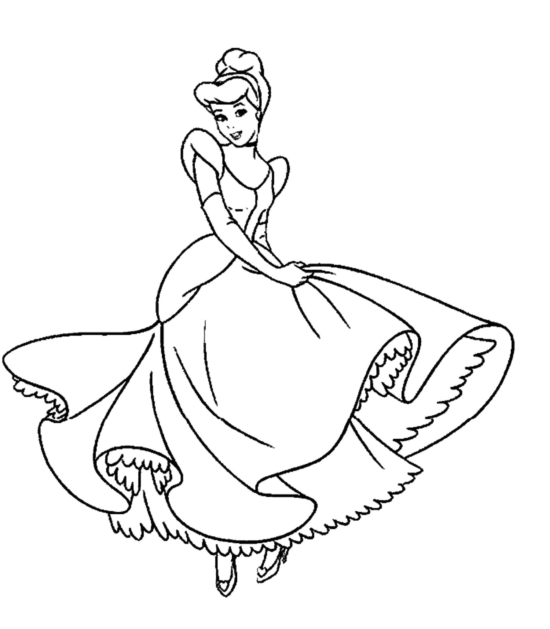 Название: Раскраска Золушка. Категория: Принцессы. Теги: принцесса, сказка, мультфильмы, Золушка.