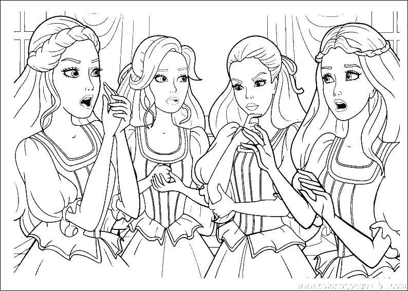 Coloring Four Barbie. Category Barbie . Tags:  Barbie , girls, girls.