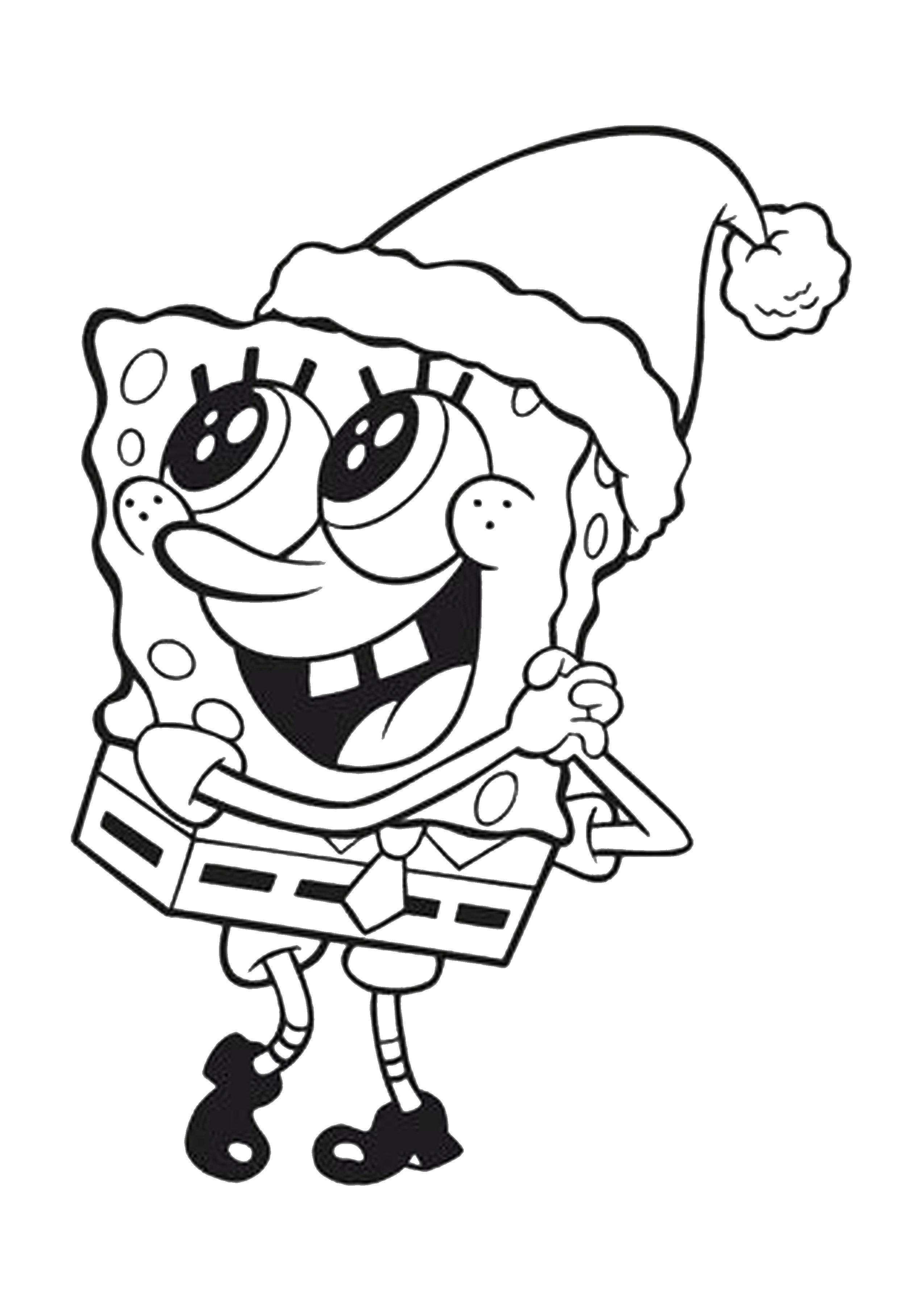 Coloring Christmas spongebob. Category Spongebob. Tags:  Cartoon character, spongebob, spongebob.