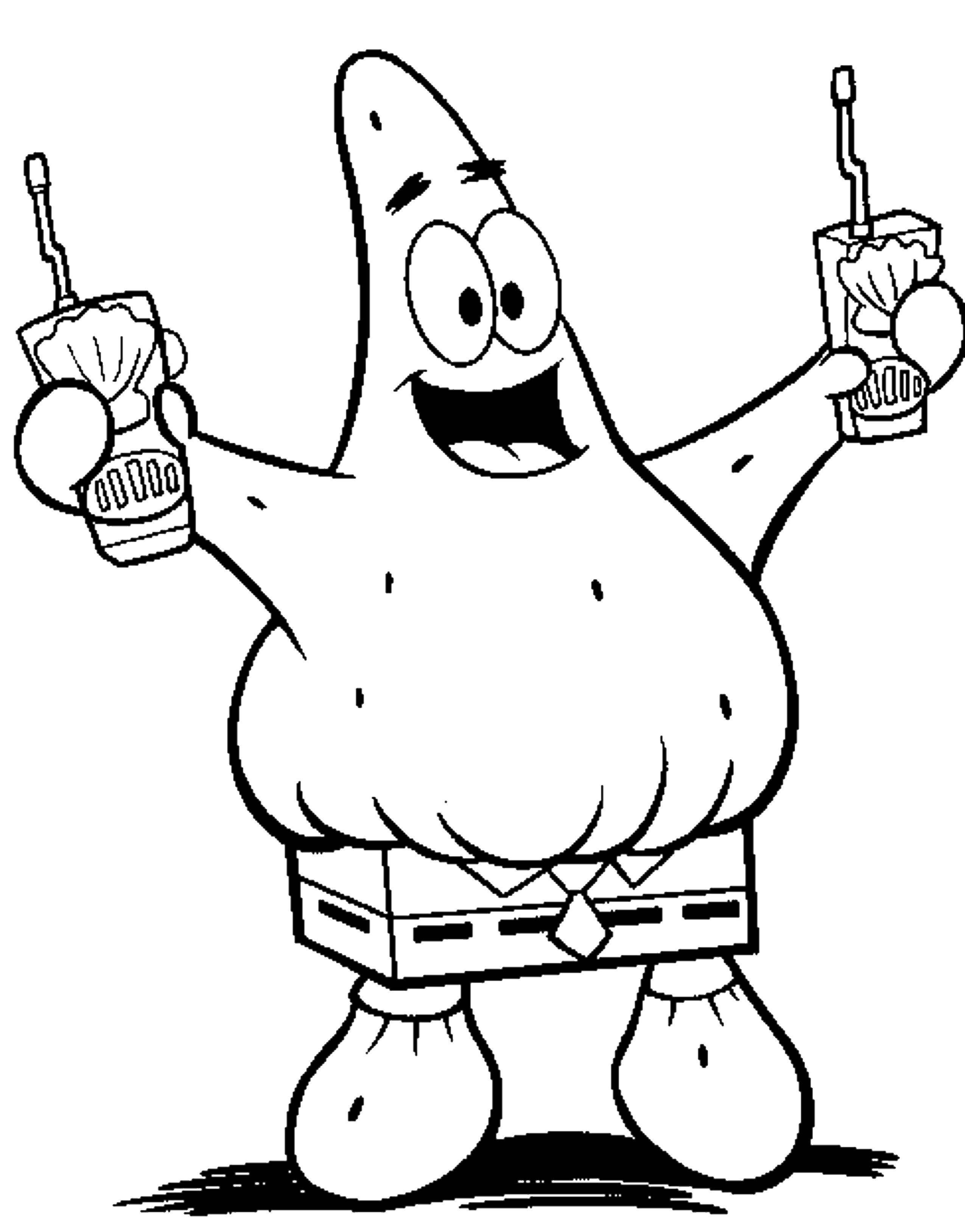 Coloring Patrick with walkie-talkies. Category Spongebob. Tags:  The spongebob, Patrick, cartoons.