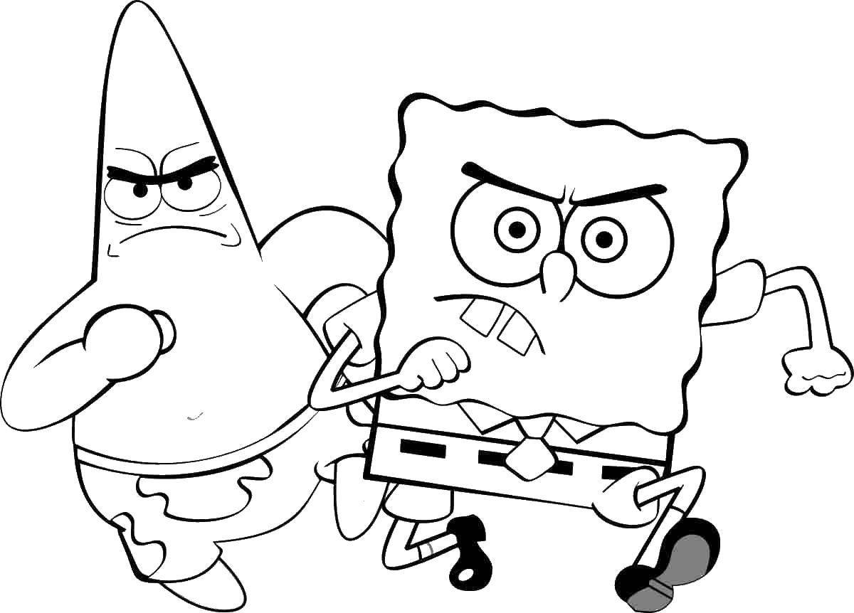 Coloring Serious spongebob and Patrick. Category Spongebob. Tags:  The spongebob, Patrick, cartoon.