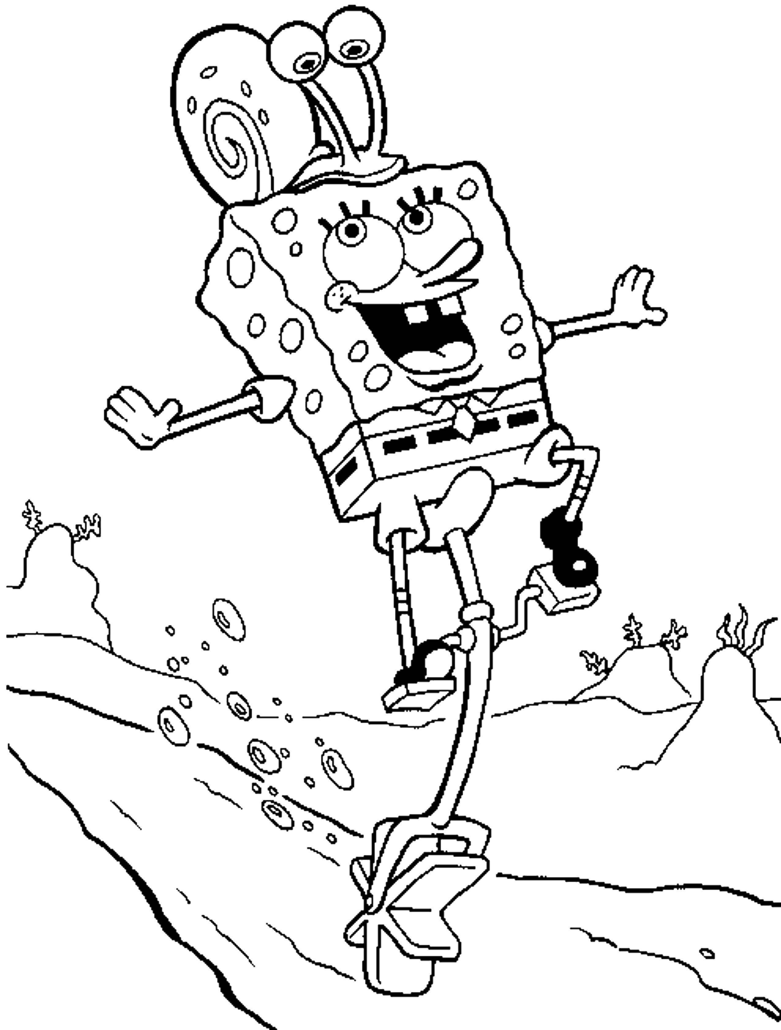Coloring Spongebob and Gary. Category Spongebob. Tags:  The spongebob, Gary, cartoons.