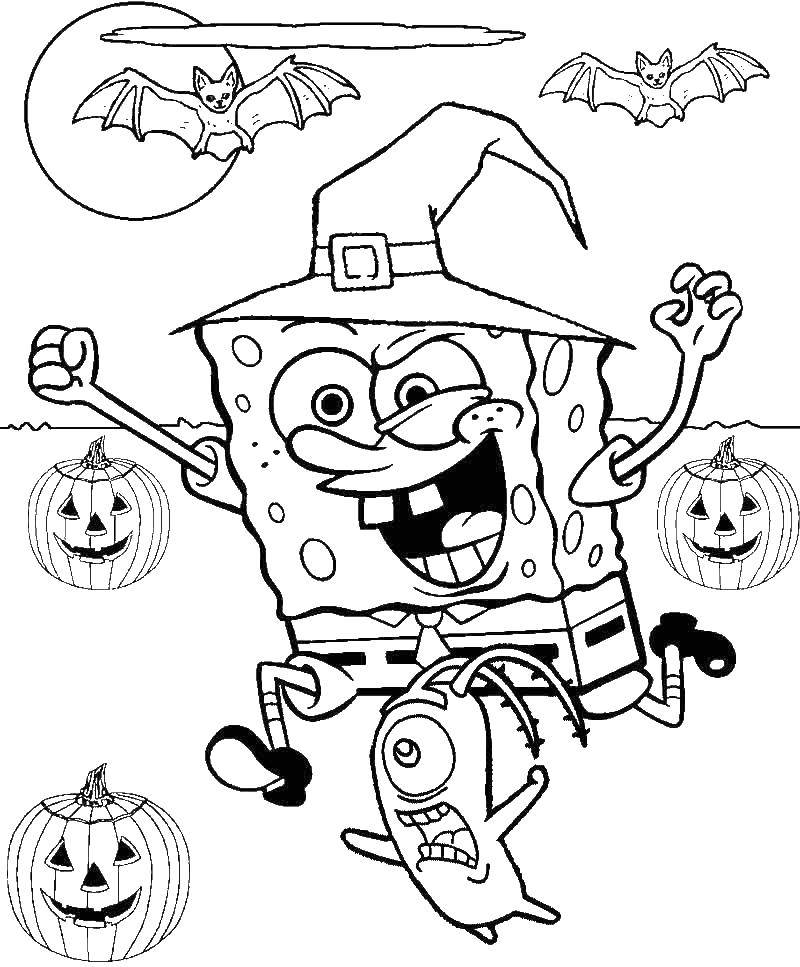 Coloring Spongebob and plankton. Category Spongebob. Tags:  The spongebob, Plankton, Halloween.
