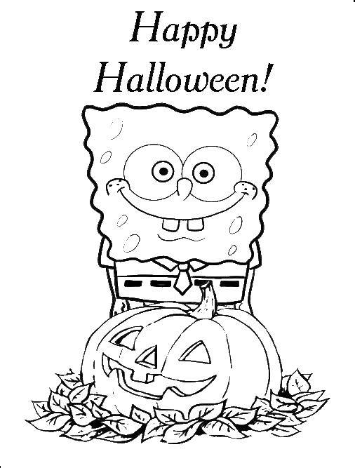 Coloring Spongebob pumpkin. Category Spongebob. Tags:  Sponge Bob, pumpkin, Halloween.