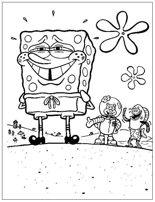 Coloring Spongebob, sandy and the fish. Category Spongebob. Tags:  The spongebob, sandy, cartoons.