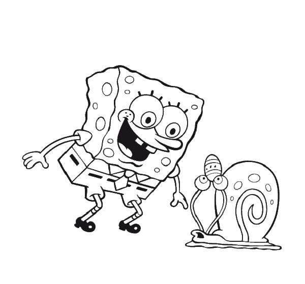 Coloring Spongebob with his pet Gary. Category Spongebob. Tags:  The spongebob, Gary, cartoon.