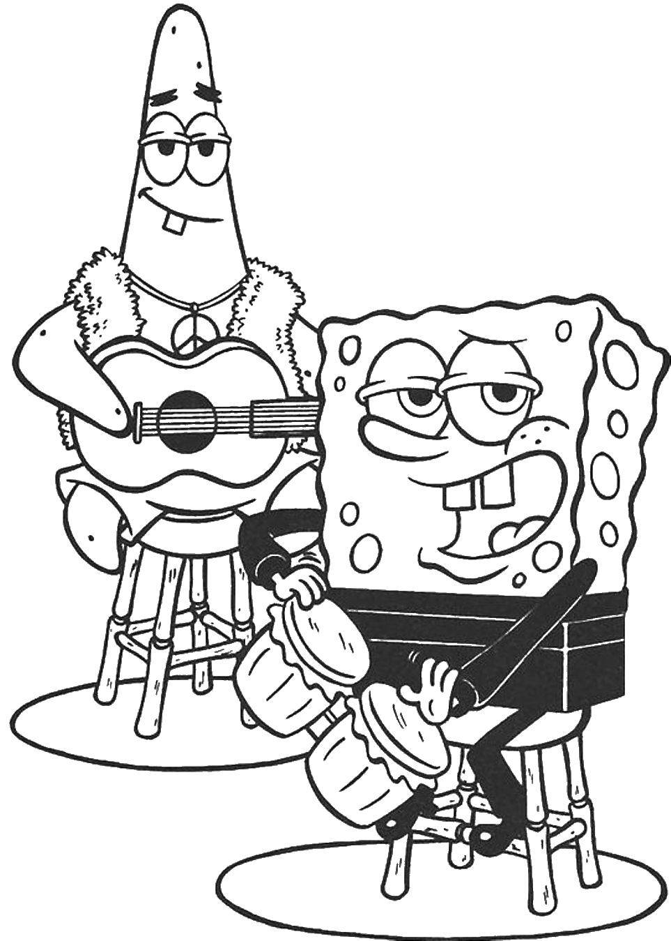 Coloring Spongebob and Patrick play instruments. Category Spongebob. Tags:  spongebob, cartoon, Patrick.