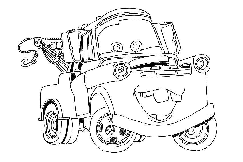 Coloring Tow truck. Category Wheelbarrows. Tags:  cartoons Cars, cars, tow truck.