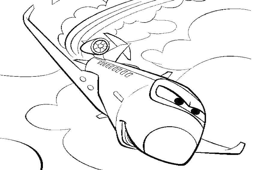 Название: Раскраска Самолет из тачек. Категория: Тачки. Теги: мультфильмы, Тачки, машины, самолет.