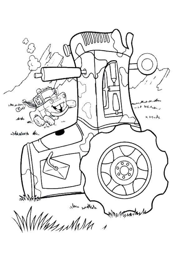 Coloring Tractor. Category Wheelbarrows. Tags:  cartoons Cars, cars.