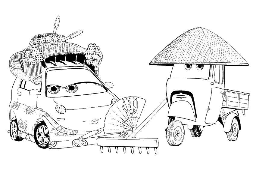 Coloring Japanese cars. Category Wheelbarrows. Tags:  cartoons Cars, cars.