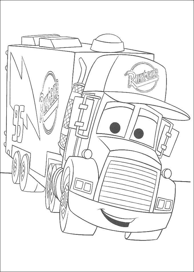 Название: Раскраска Большой грузовик. Категория: Машины. Теги: машины, транспорт, грузовик, Тачки.