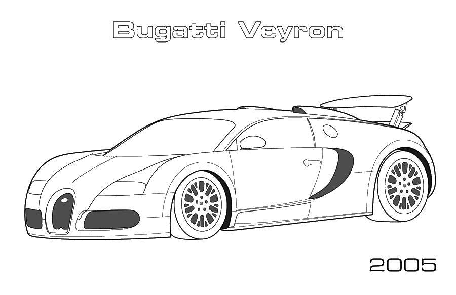 Название: Раскраска Бугатти вейрон 2005г. Категория: Машины. Теги: машины, транспорт, автомобиль, Бугатти Вейрон.