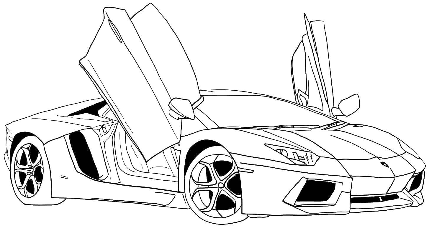 Coloring Lamborghini with the doors open. Category Machine . Tags:  cars, vehicles, Lamborghini.