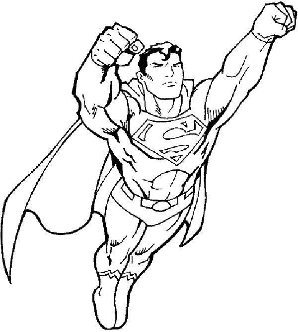 Название: Раскраска Супермен летит. Категория: Для мальчиков. Теги: супергерой, Супермен.