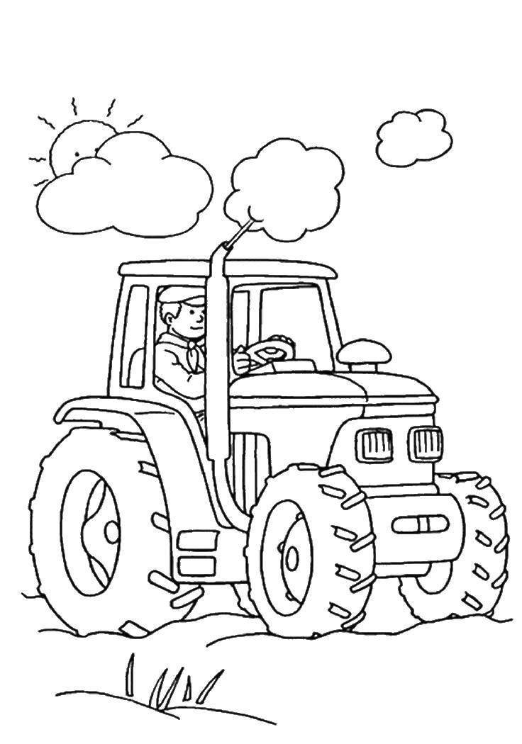 Опис: розмальовки  Тракторист їде на тракторі по полю. Категорія: транспорт. Теги:  транспорт, трактор, тракторист.