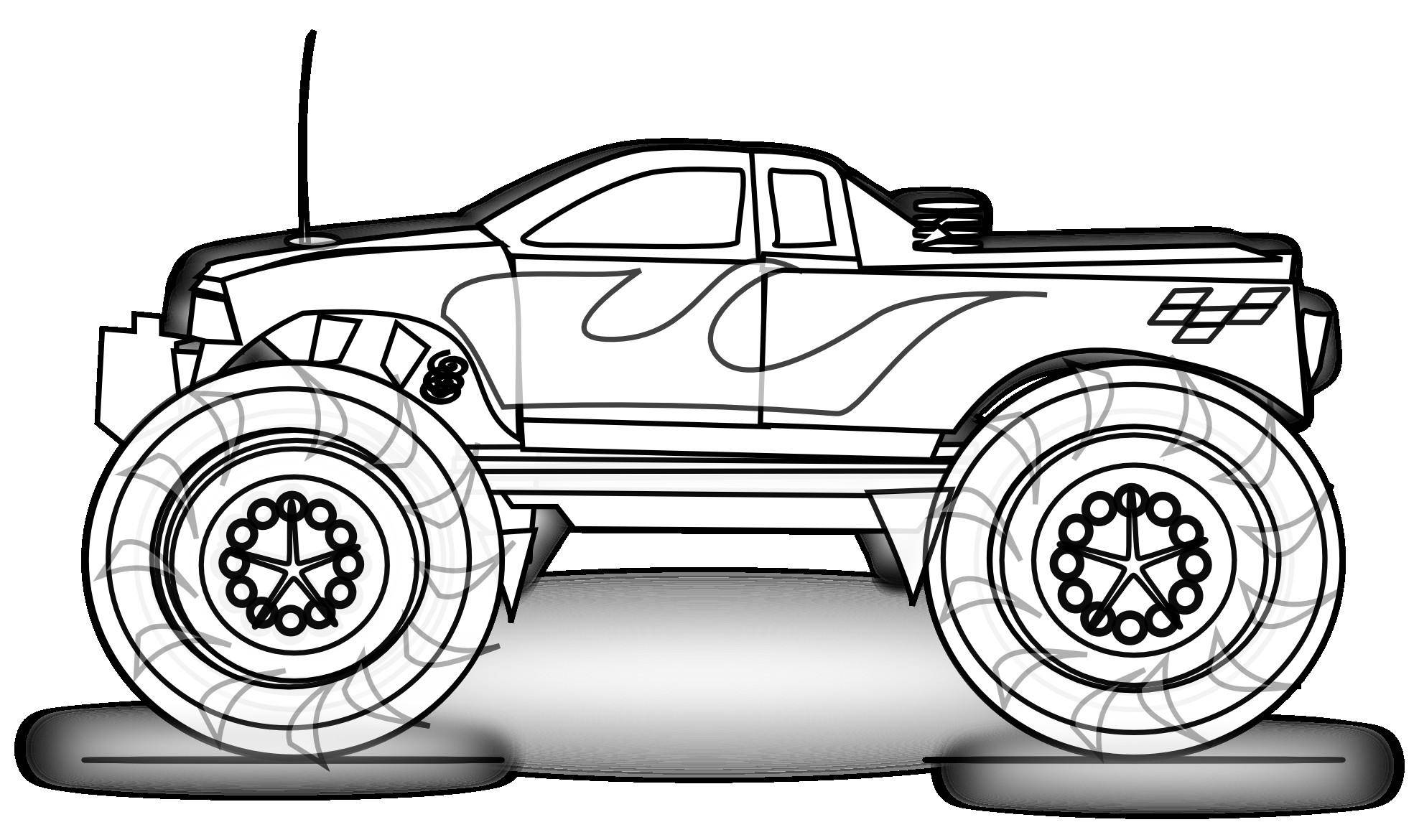 Coloring A car with huge wheels.. Category For boys . Tags:  Transport, car.