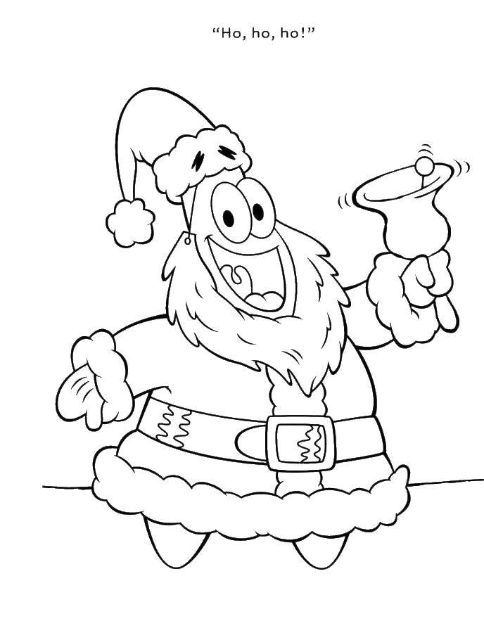 Coloring Patrick Santa. Category Spongebob. Tags:  Patrick, Santa, Christmas, cartoons.