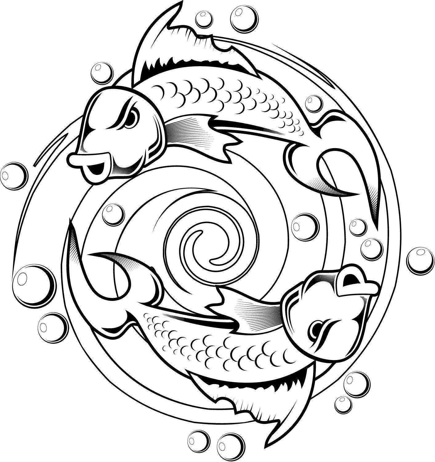 Coloring Fish.. Category coloring. Tags:  The sign of the zodiac .