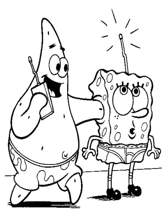 Coloring Spongebob in his underpants and Patrick. Category Spongebob. Tags:  The spongebob, Patrick, cartoon.