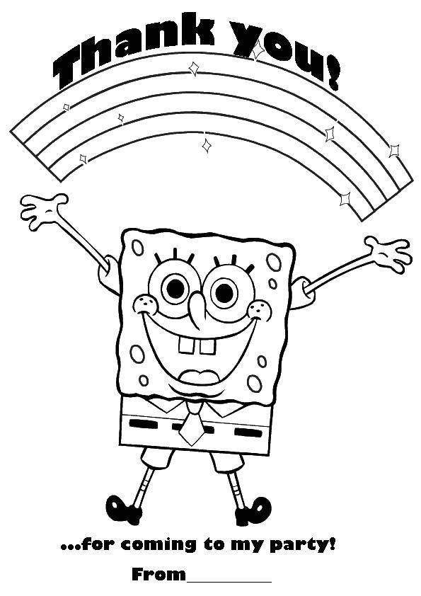 Coloring Thank you. Category Spongebob. Tags:  Cartoon character, spongebob, spongebob.