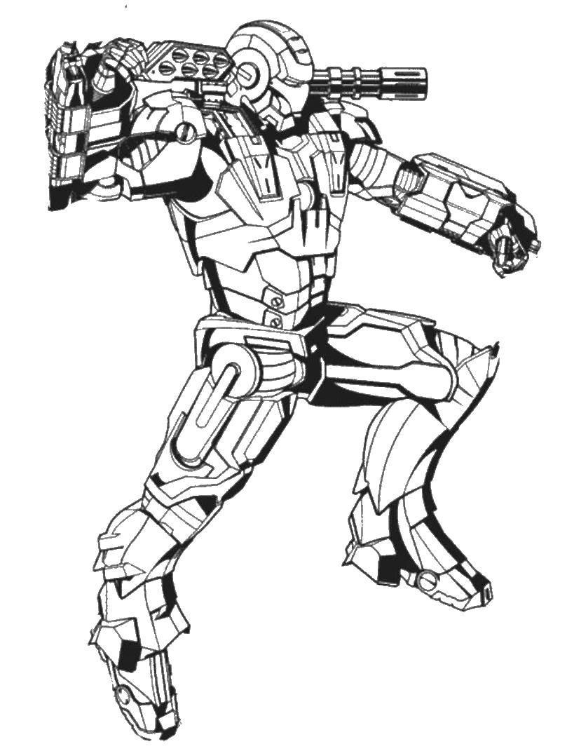 Coloring Iron man carries a machine gun. Category For boys . Tags:  iron man.