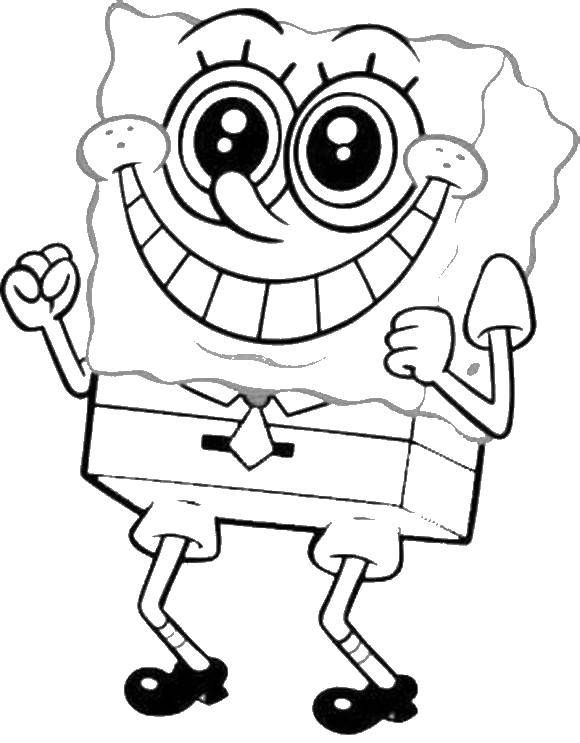 Coloring Spongebob is happy. Category Spongebob. Tags:  spongebob, sponge, smile, teeth.