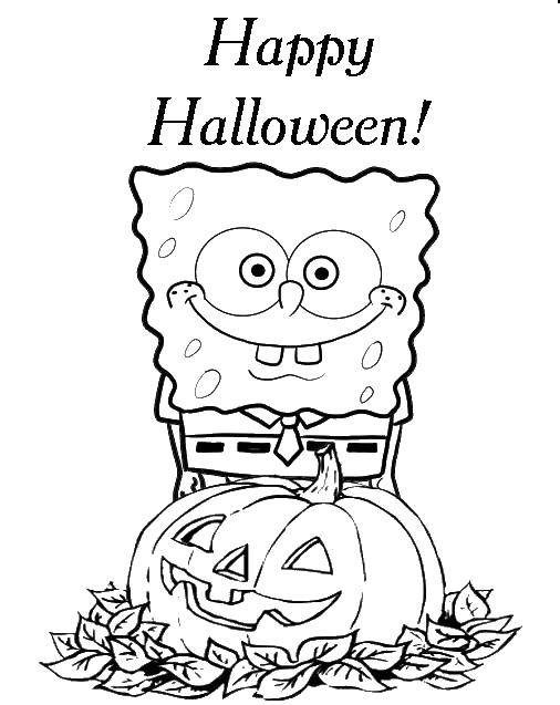 Coloring Spare Bob and pumpkin. Category Spongebob. Tags:  sponge Bob, Halloween.
