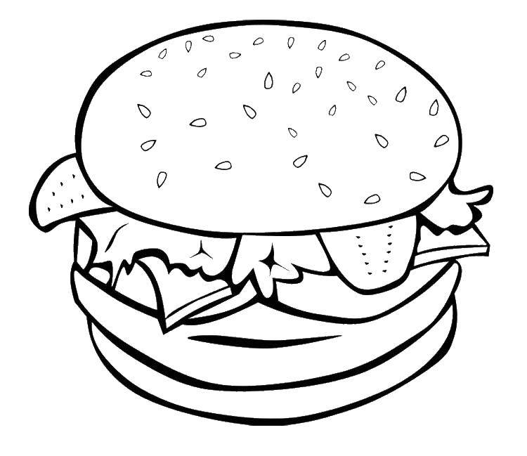 Название: Раскраска Вкусный бургер. Категория: еда. Теги: еда.