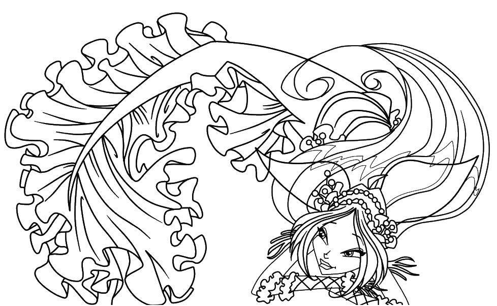 Coloring Bloom cartoon winx mermaid. Category Cartoon character. Tags:  Character cartoon, Winx.