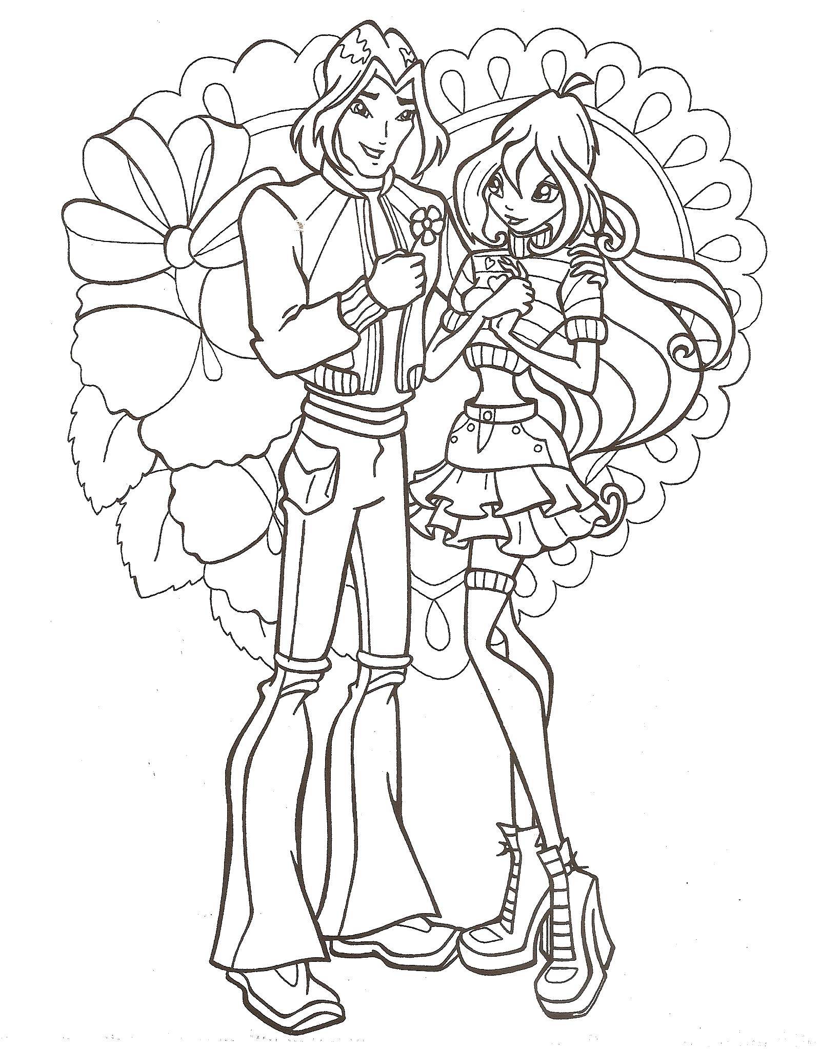 Coloring Bloom with a guy. Category Winx. Tags:  Character cartoon, Winx.