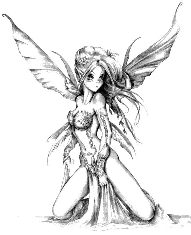 Coloring Fairy with beautiful wings. Category For teenagers. Tags:  fairy, wings.