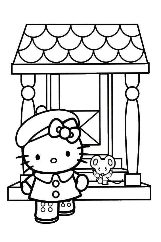Coloring Hello kitty and mouse. Category Hello Kitty. Tags:  Hello kitty, mouse, cartoons.