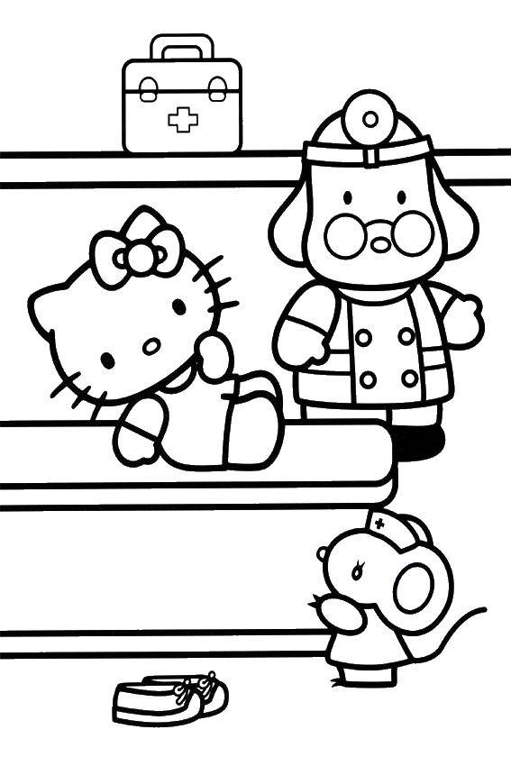 Coloring Hello kitty at the doctor. Category Hello Kitty. Tags:  Hello kitty, doctor.