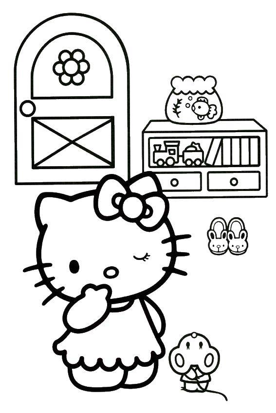 Coloring Hello kitty. Category Hello Kitty. Tags:  Hello kitty, mouse.