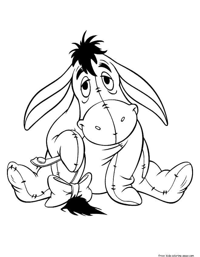 Coloring Eeyore with tail. Category Disney coloring pages. Tags:  Disney, Winnie The Pooh.