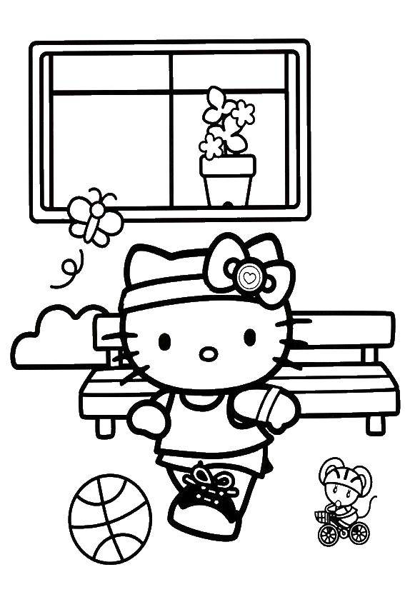 Coloring Kitty is going to play ball. Category Hello Kitty. Tags:  Hello kitty ball.