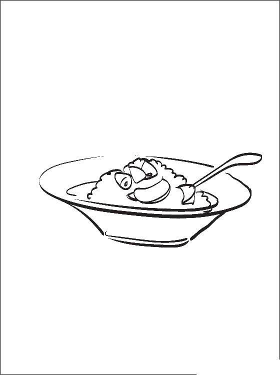 Название: Раскраска Тарелка с кашей. Категория: Еда. Теги: еда, каша.