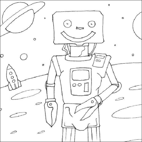 Розмальовки  Робот прибулець. Завантажити розмальовку космос, роботи, прибулець.  Роздрукувати ,Космос,