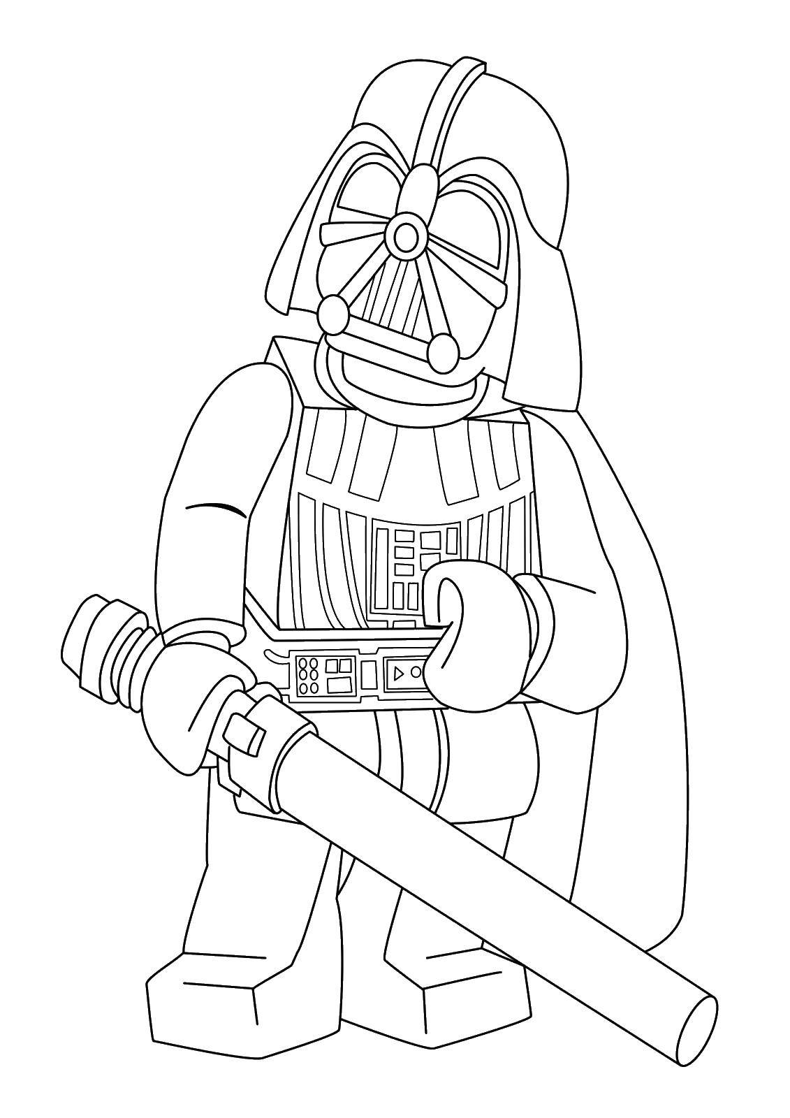Coloring Darth Vader with a sword. Category LEGO. Tags:  Darth Vader, LEGO.