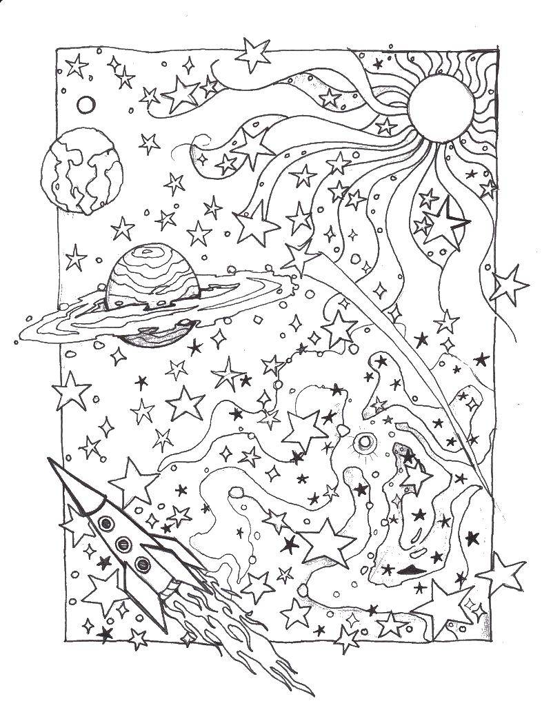 Coloring Space. Category Space. Tags:  planets, stars, space.