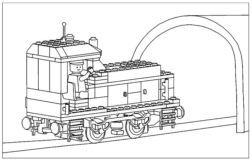 Название: Раскраска Лего поезд. Категория: Лего. Теги: поезд, лего.