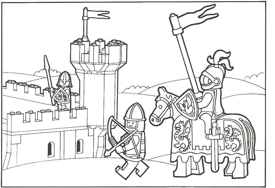 Coloring LEGO knight on a horse. Category LEGO. Tags:  LEGO, knight.