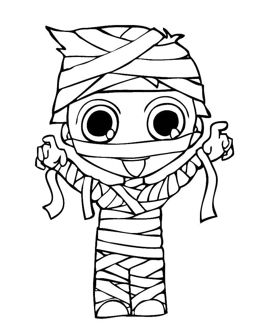 Название: Раскраска Мальчик мумия. Категория: Хэллоуин. Теги: мальчик, хэллоуин, мумия.