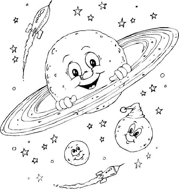 Coloring Cute planet. Category Space. Tags:  space, planets.