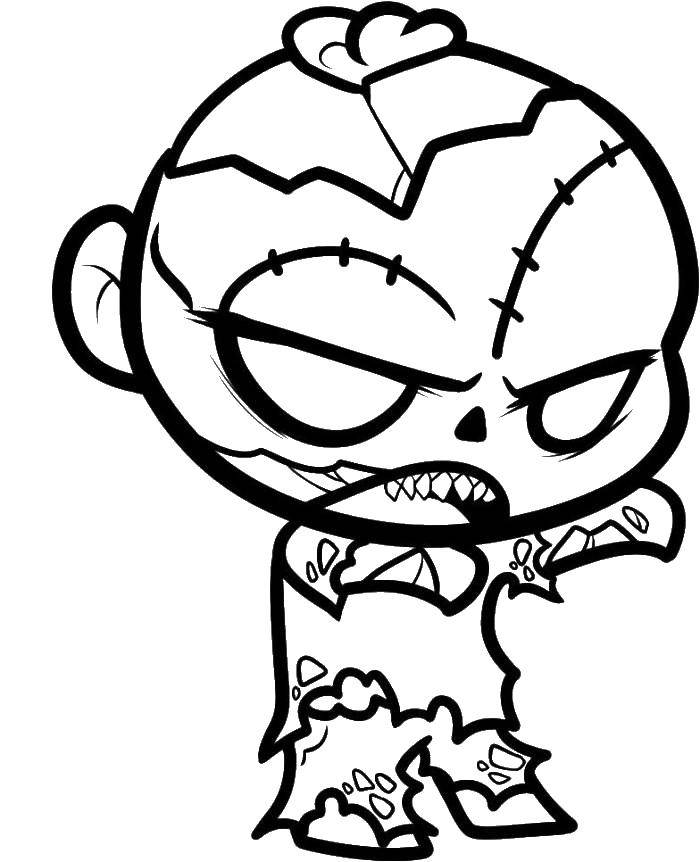 Coloring Cute zombie. Category Halloween. Tags:  Halloween, zombies.