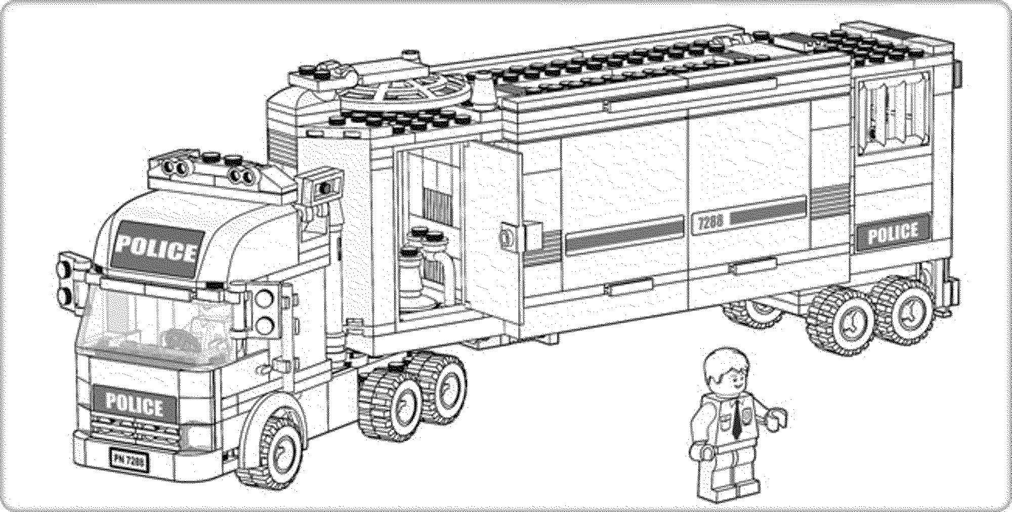 Название: Раскраска Полицейский грузовик. Категория: Лего. Теги: лего, рузовик, полиция.